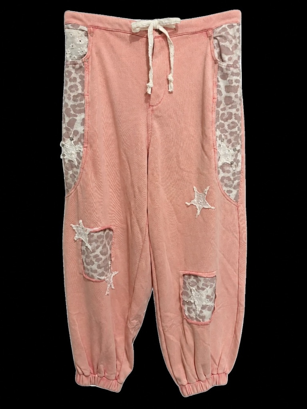 POL NWT Star & Leopard Accent Pink Set Zip Hoodie & Drawstring Waist Joggers SET - Picture 3 of 10